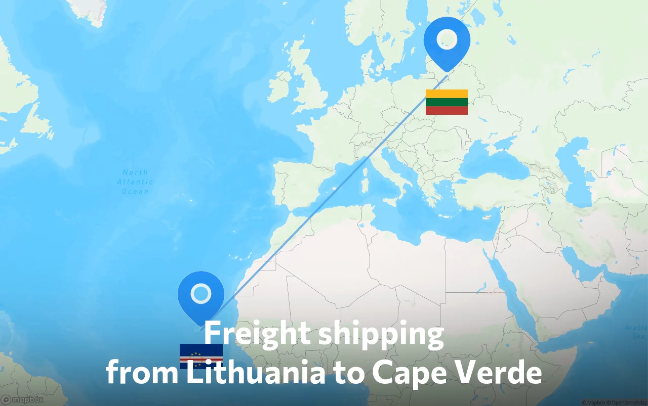 Shipping route from Lithuania to Cape Verde