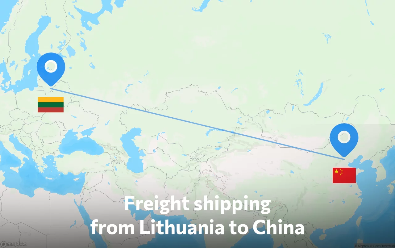 Shipping route from Lithuania to China