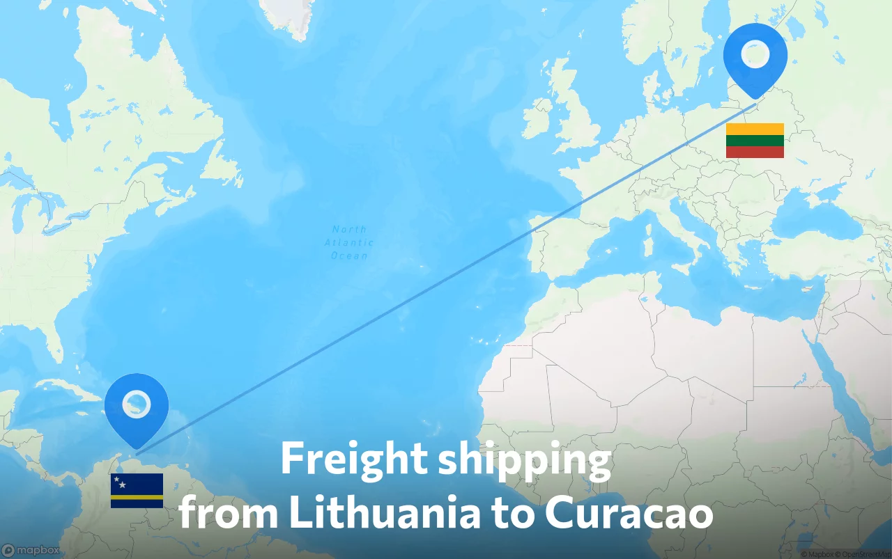 Shipping route from Lithuania to Curacao