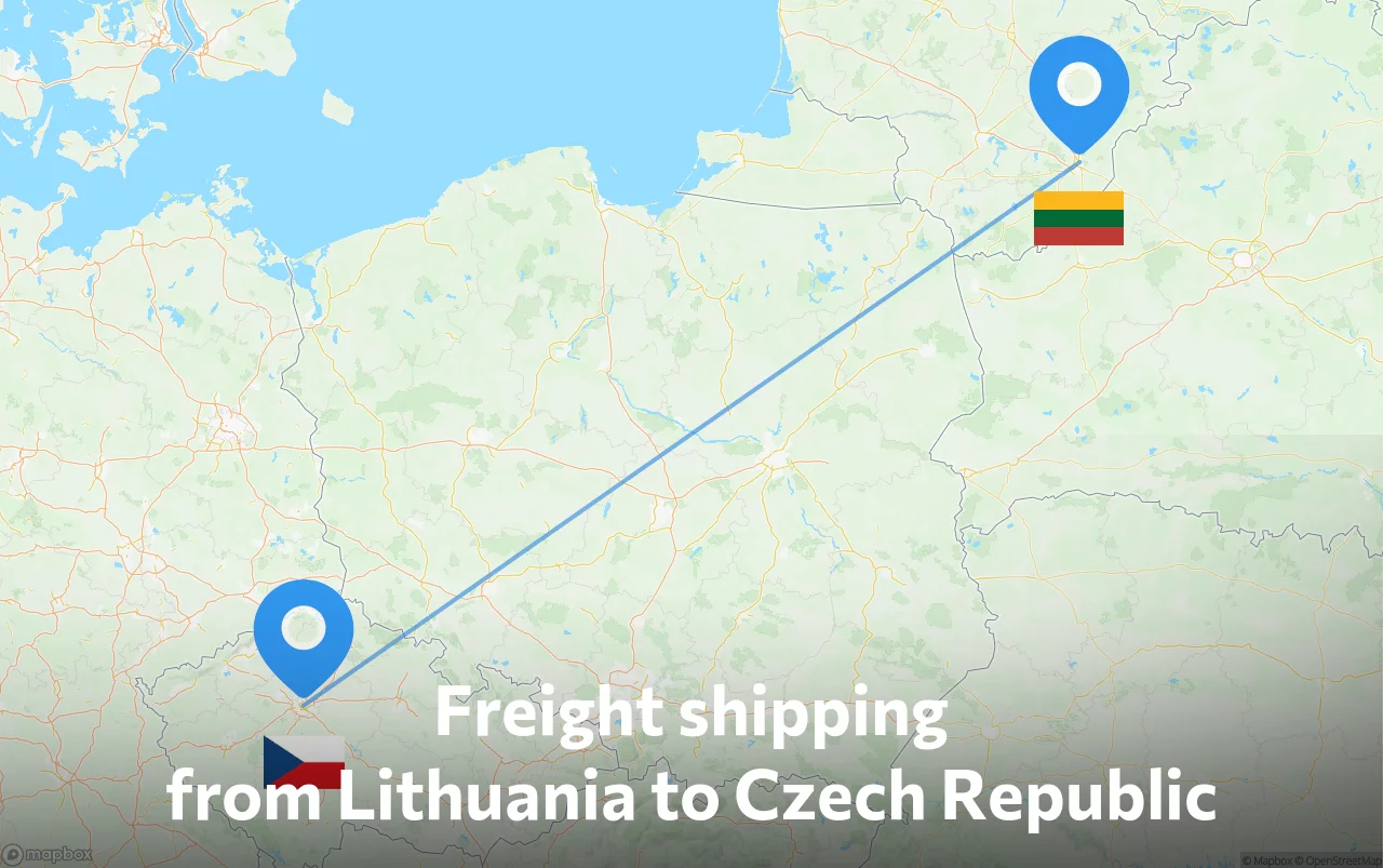 Shipping route from Lithuania to Czech Republic