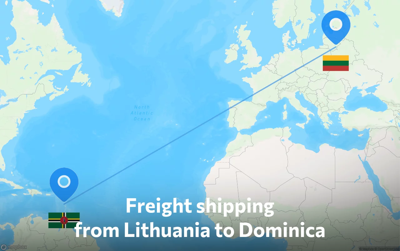 Shipping route from Lithuania to Dominica