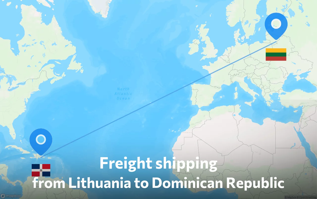 Shipping route from Lithuania to Dominican Republic