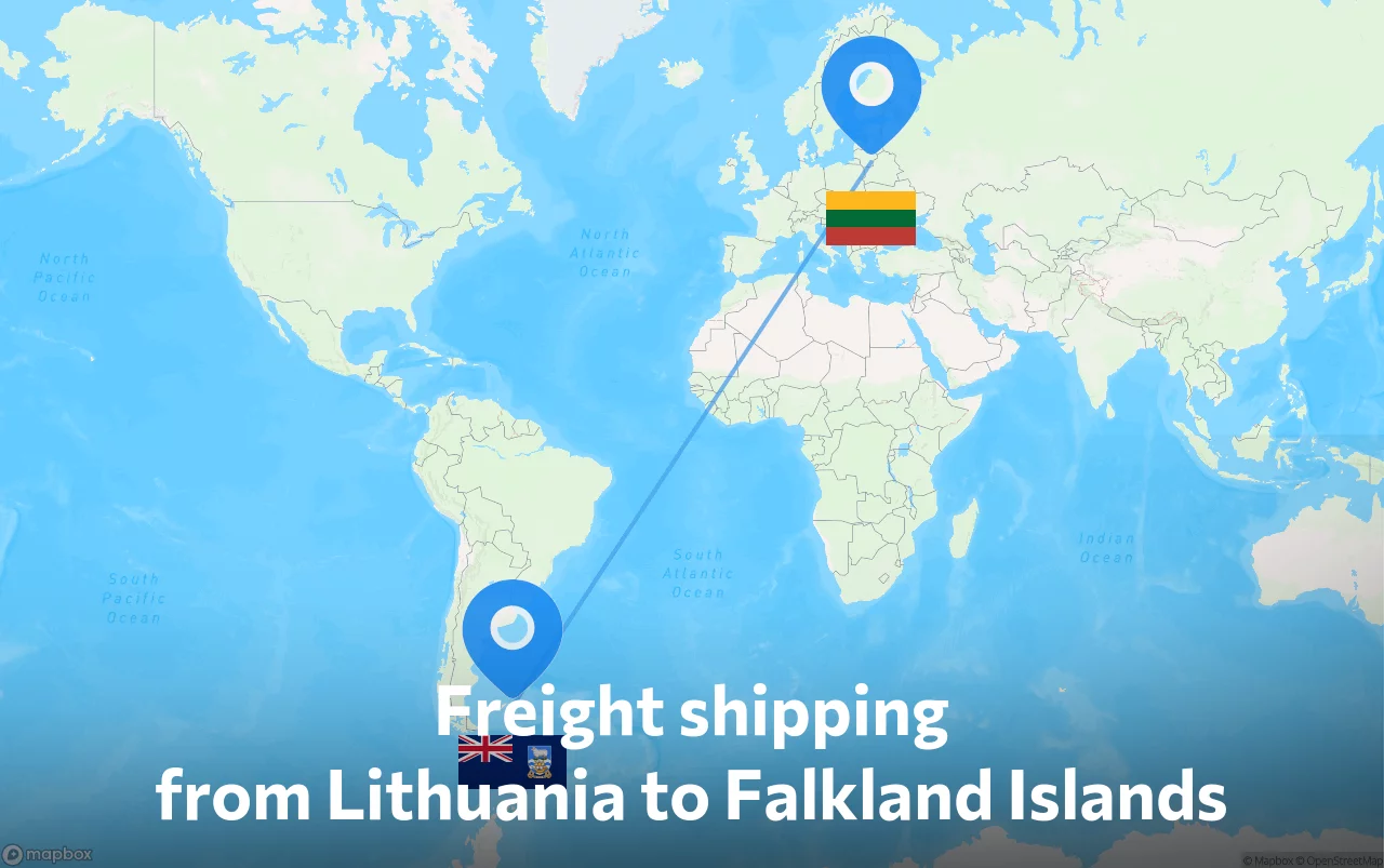 Shipping route from Lithuania to Falkland Islands