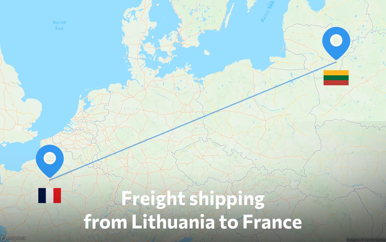 Shipping route from Lithuania to France