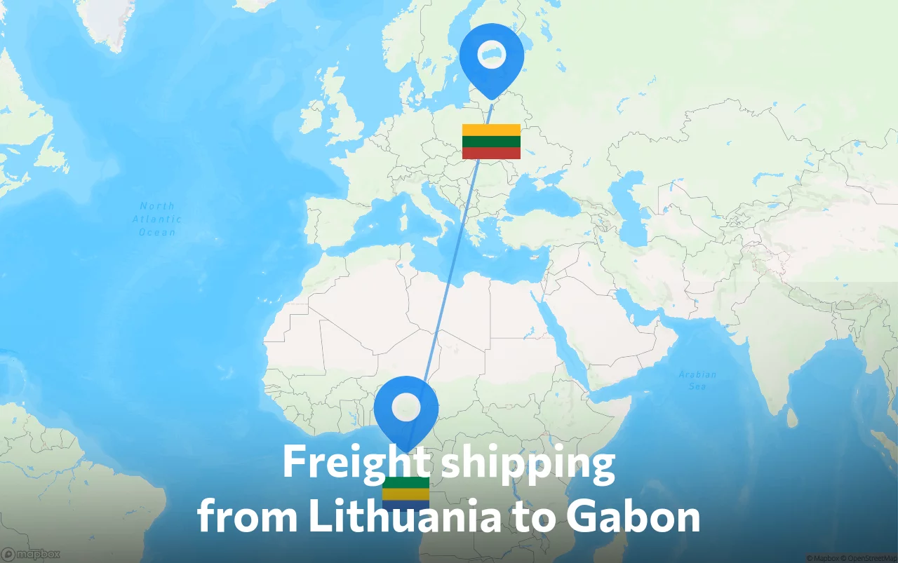 Shipping route from Lithuania to Gabon