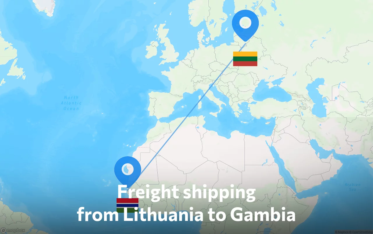 Shipping route from Lithuania to Gambia