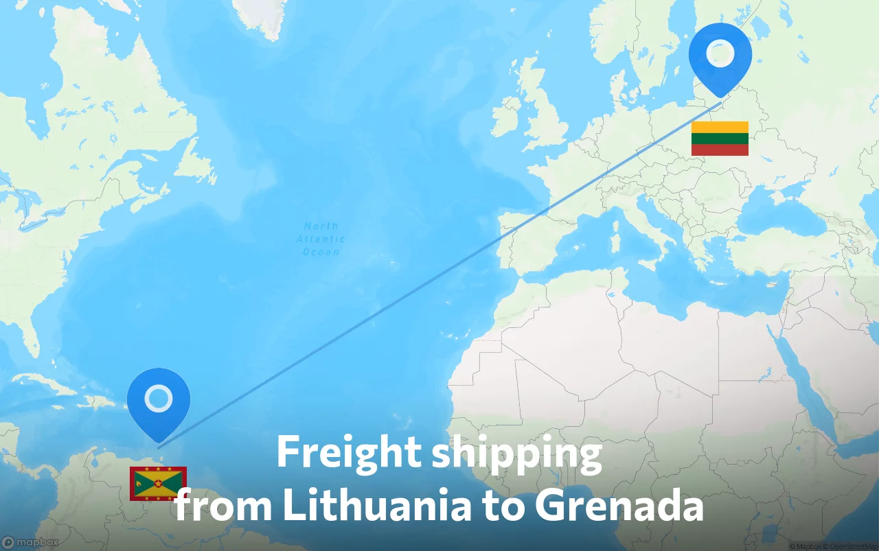 Shipping route from Lithuania to Grenada