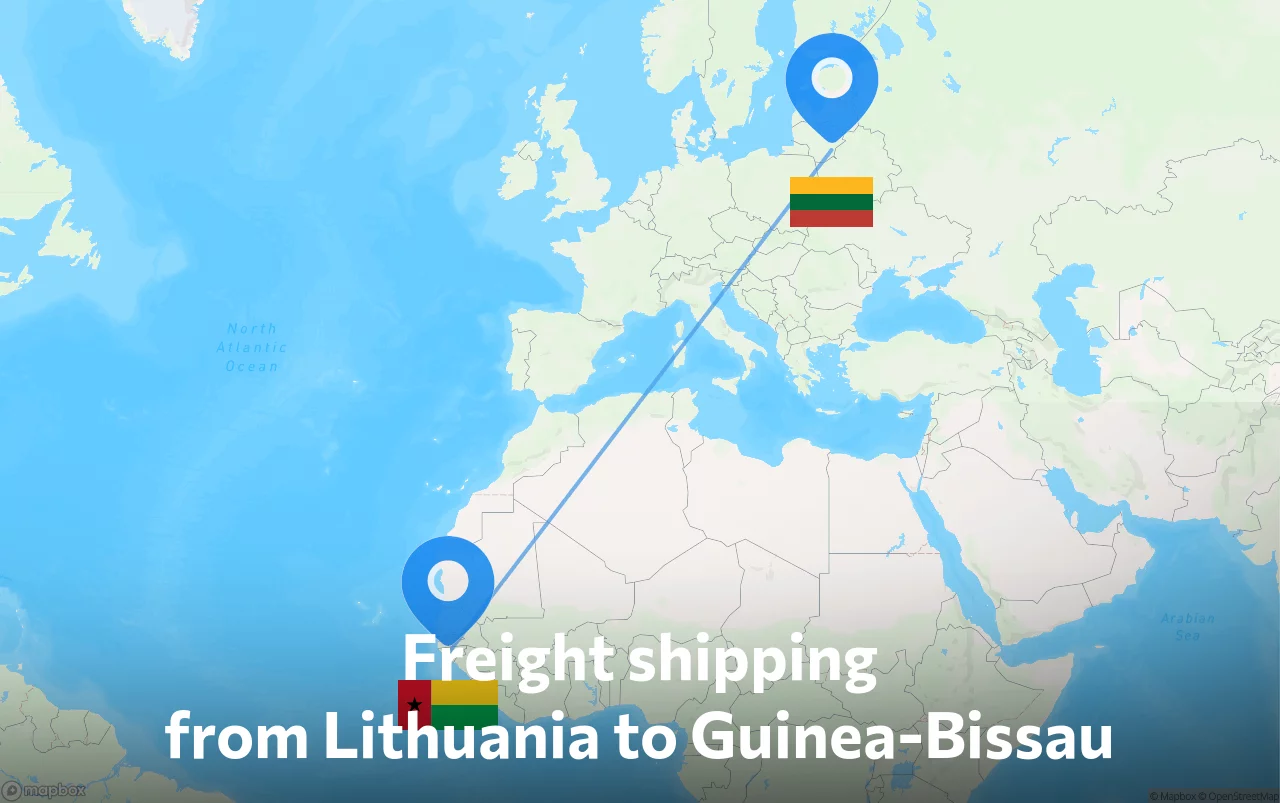 Shipping route from Lithuania to Guinea-Bissau
