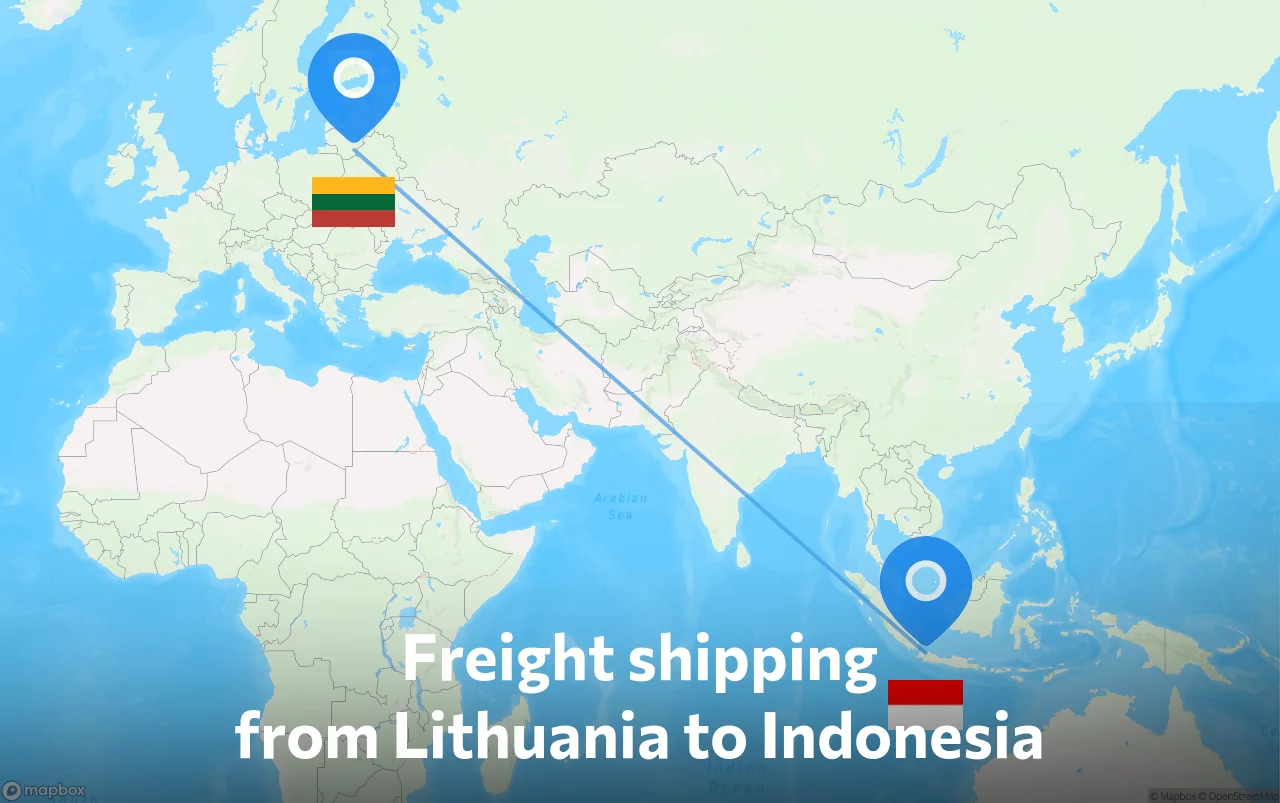 Shipping route from Lithuania to Indonesia