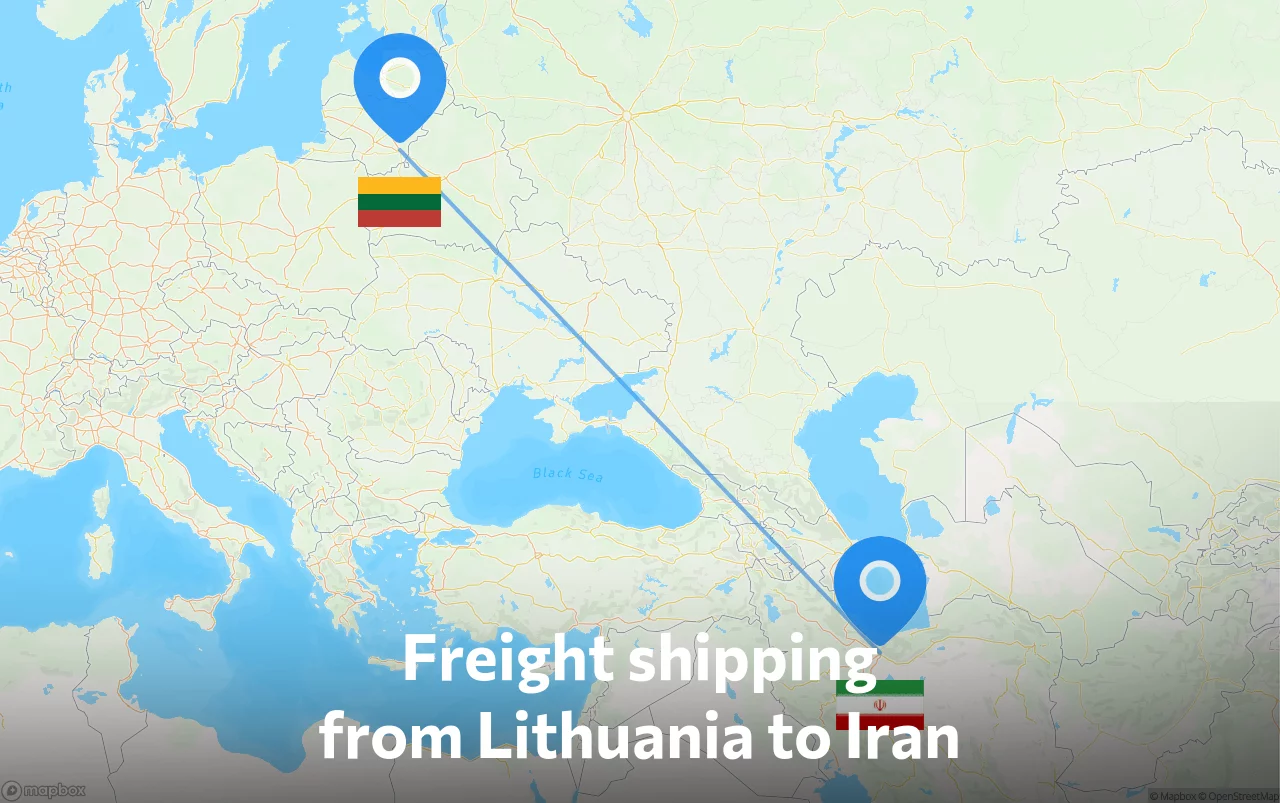 Shipping route from Lithuania to Iran