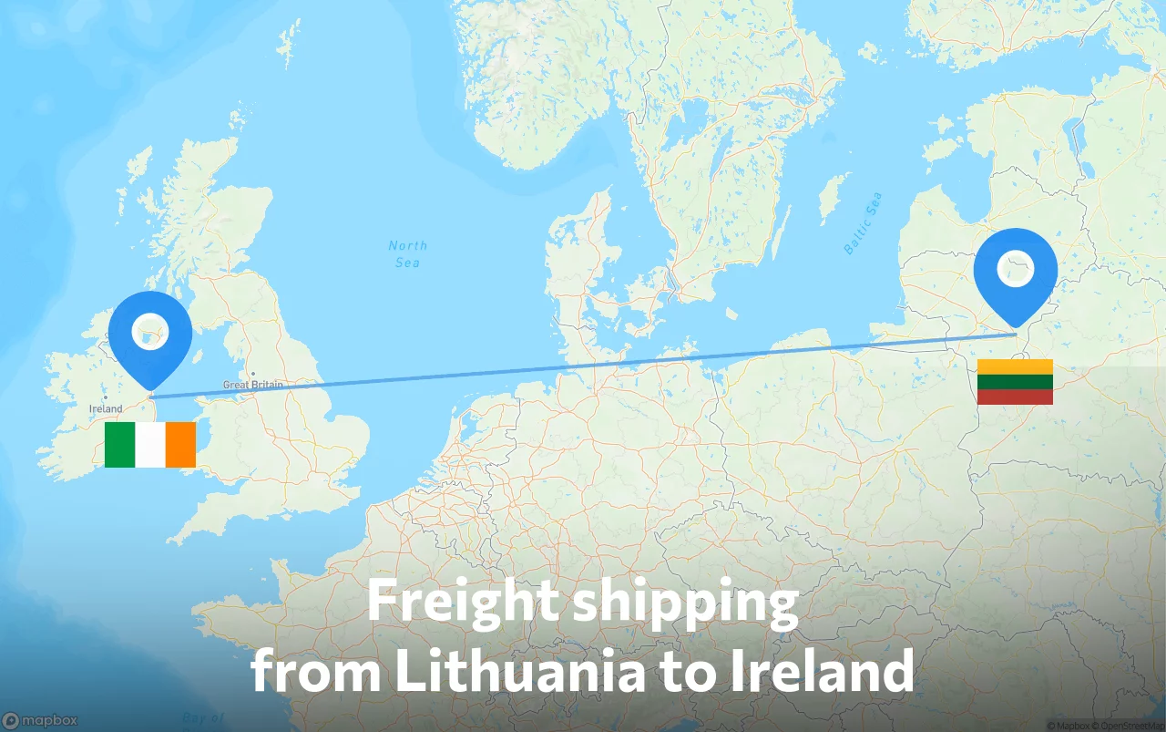 Shipping route from Lithuania to Ireland