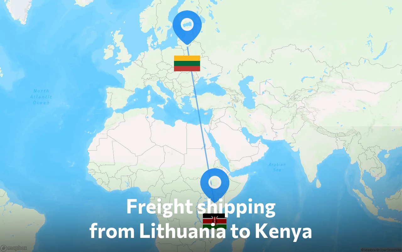 Shipping route from Lithuania to Kenya