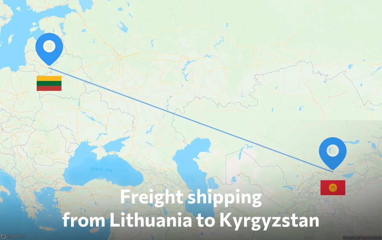 Shipping route from Lithuania to Kyrgyzstan
