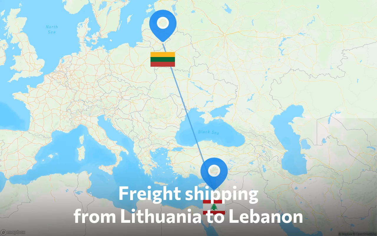 Shipping route from Lithuania to Lebanon