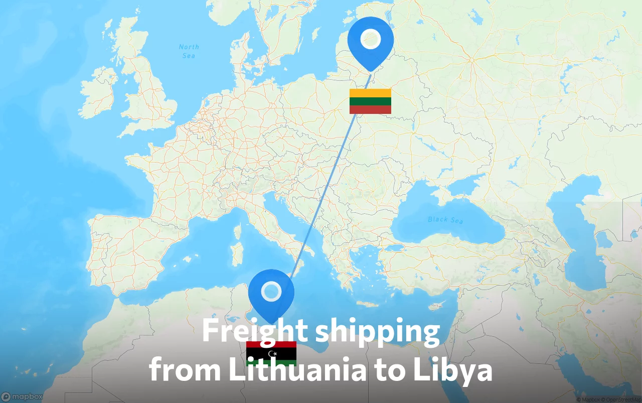 Shipping route from Lithuania to Libya
