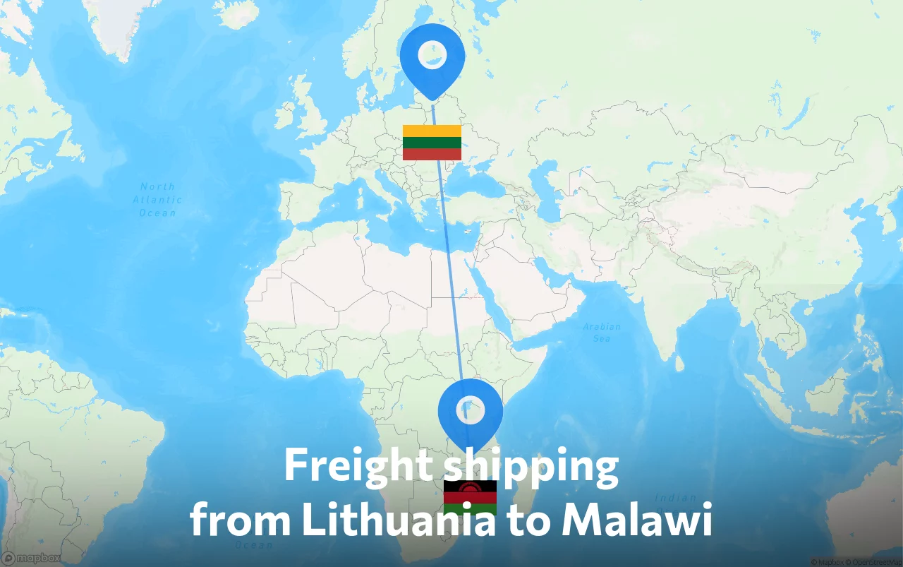 Shipping route from Lithuania to Malawi