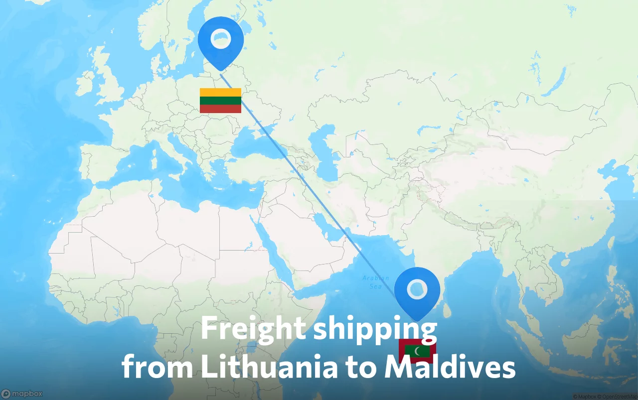 Shipping route from Lithuania to Maldives