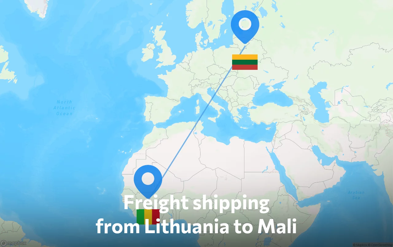 Shipping route from Lithuania to Mali