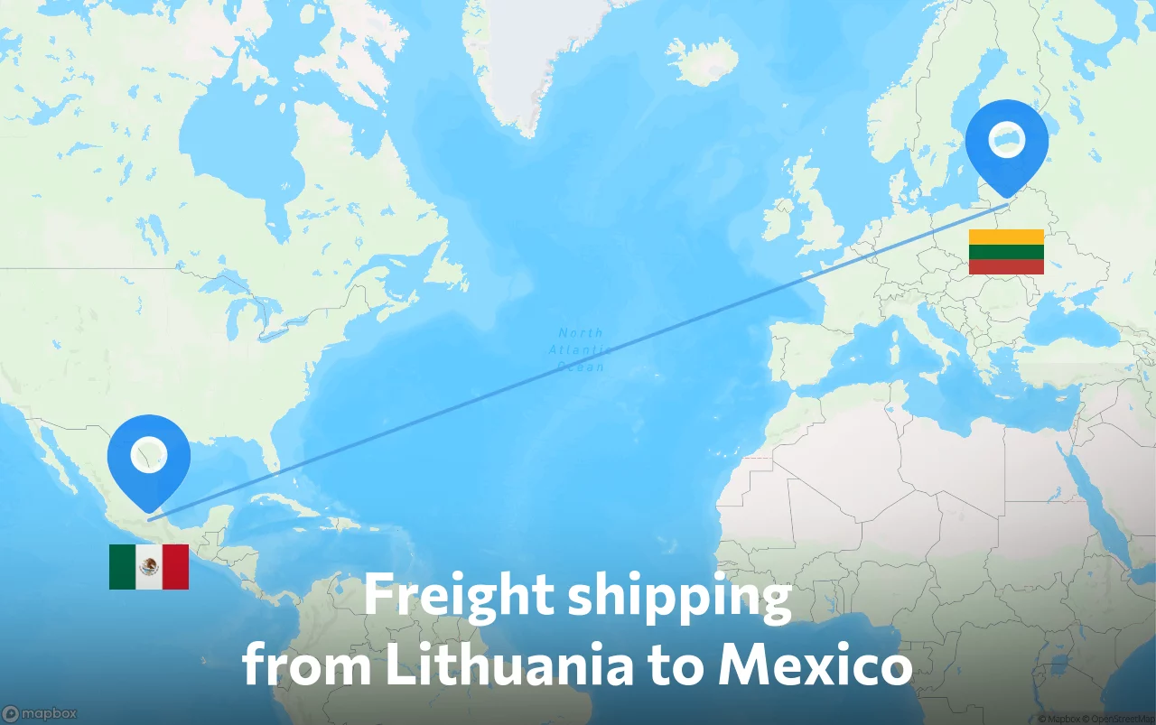 Shipping route from Lithuania to Mexico
