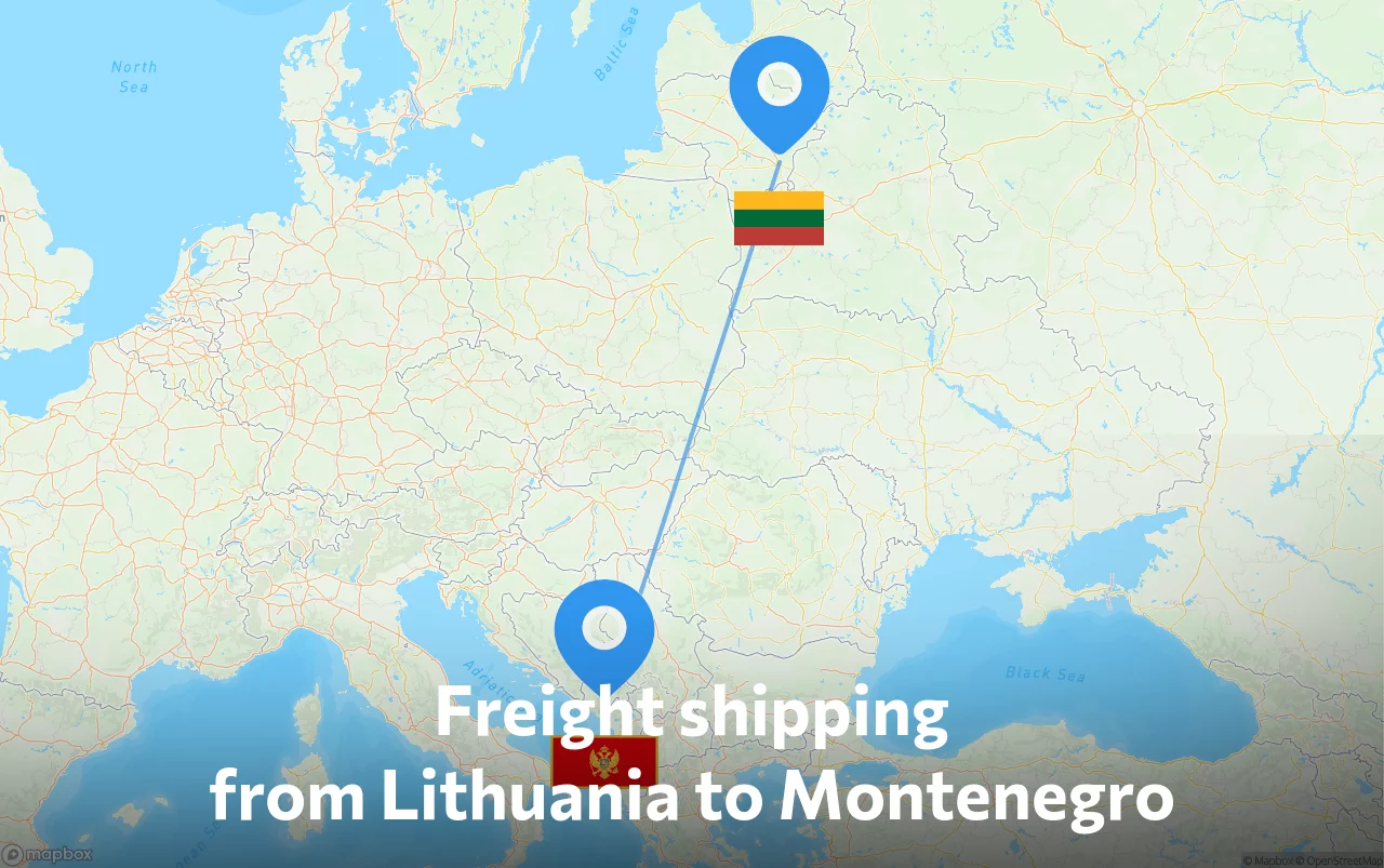 Shipping route from Lithuania to Montenegro