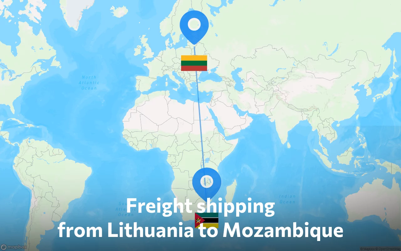 Shipping route from Lithuania to Mozambique