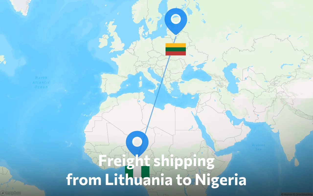 Shipping route from Lithuania to Nigeria