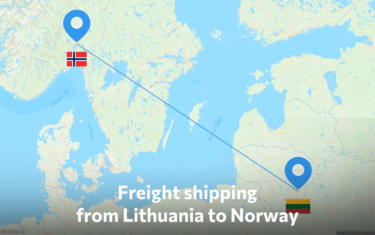 Shipping route from Lithuania to Norway