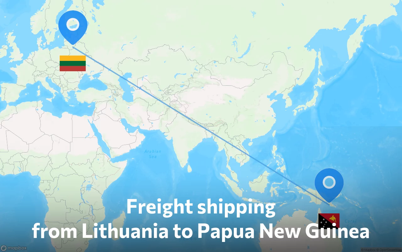 Shipping route from Lithuania to Papua New Guinea