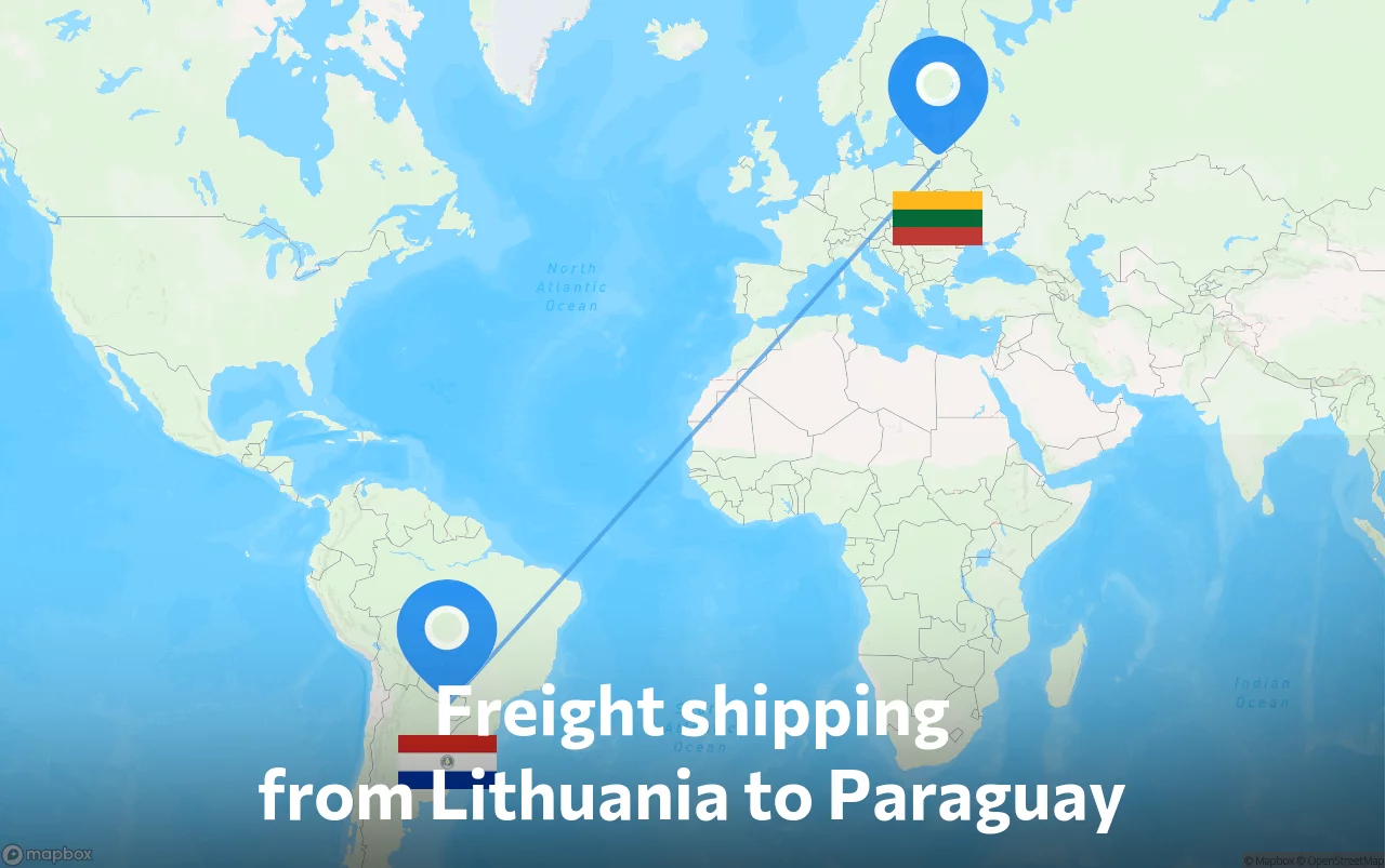 Shipping route from Lithuania to Paraguay