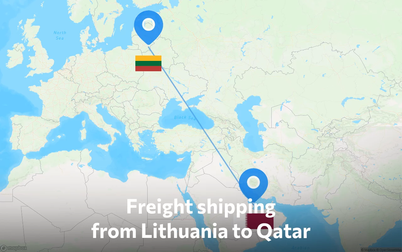 Shipping route from Lithuania to Qatar