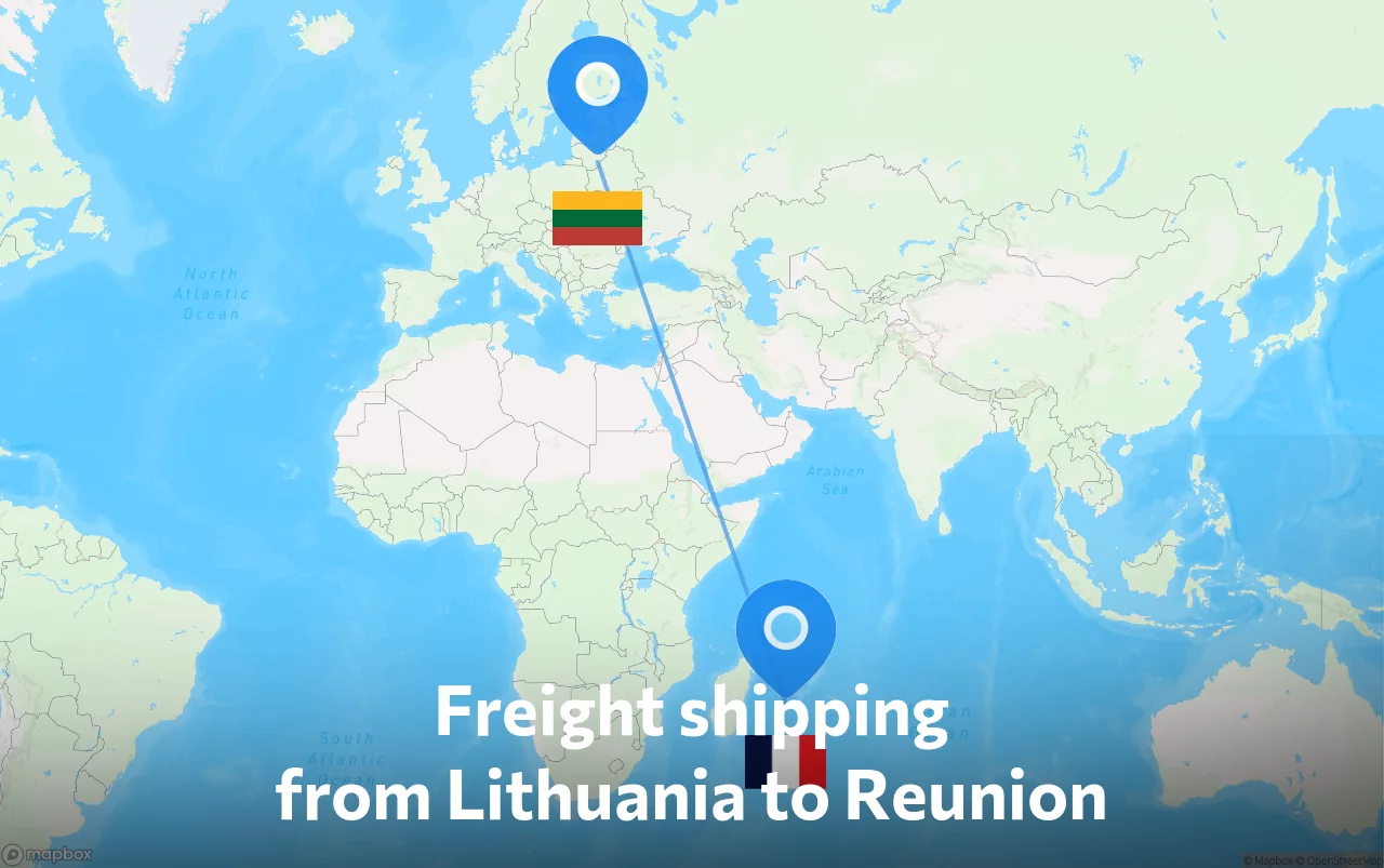 Shipping route from Lithuania to Reunion