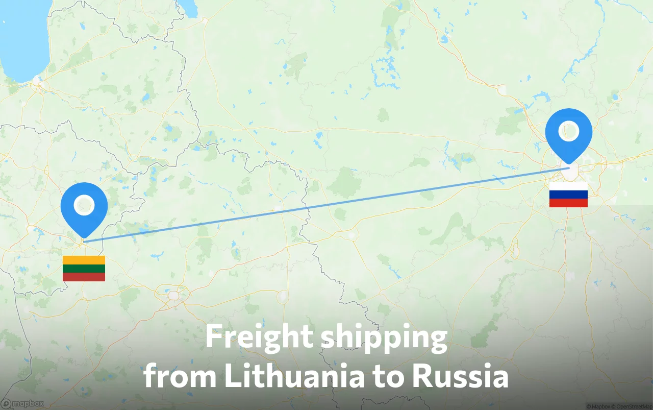 Shipping route from Lithuania to Russia
