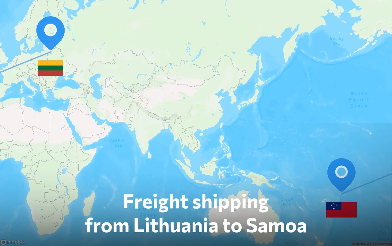 Shipping route from Lithuania to Samoa
