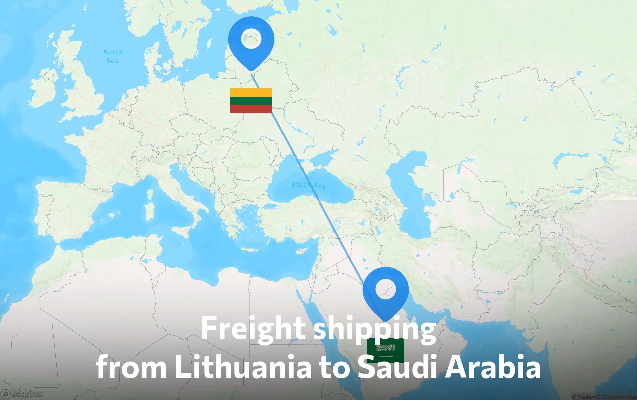 Shipping route from Lithuania to Saudi Arabia