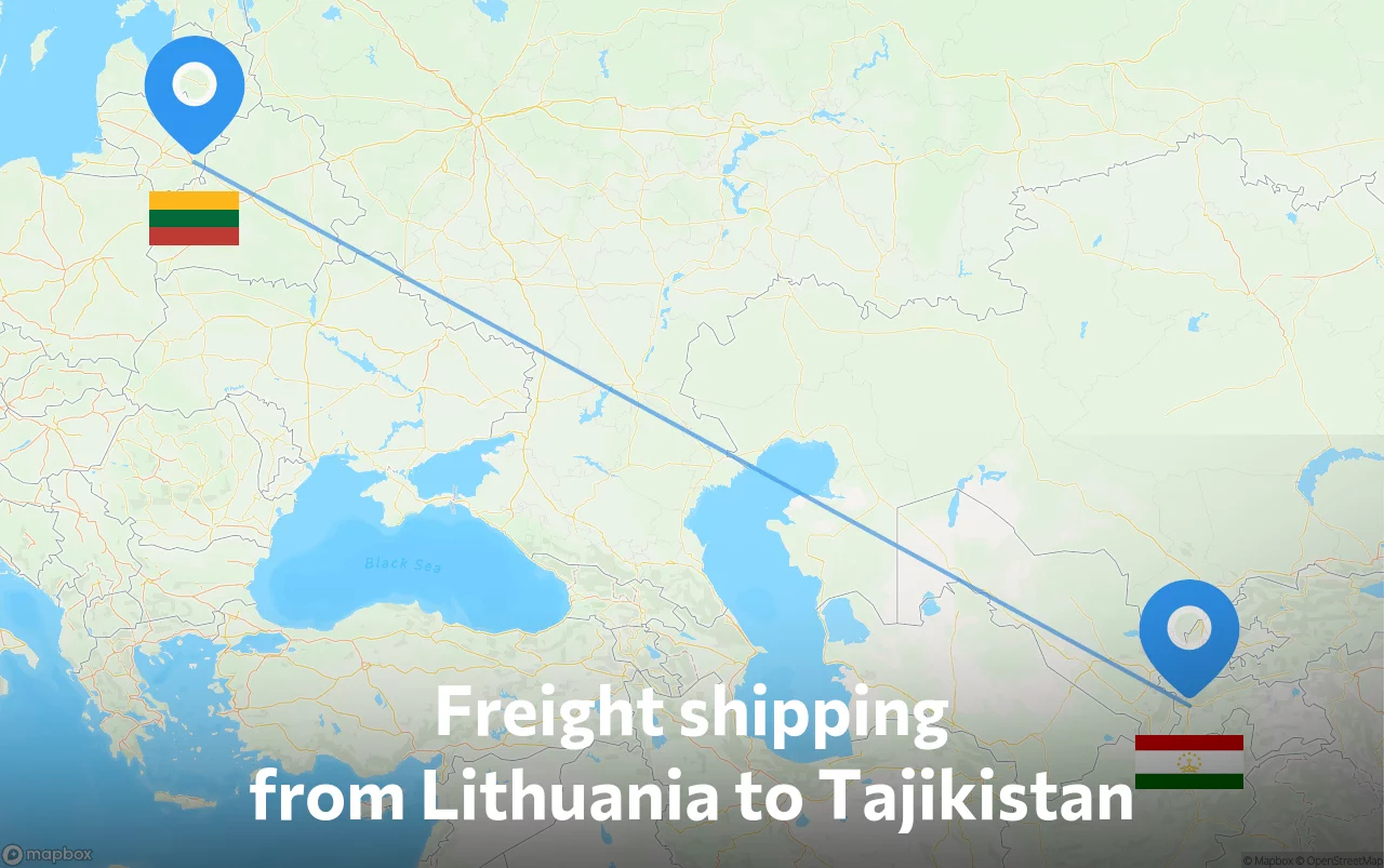 Shipping route from Lithuania to Tajikistan