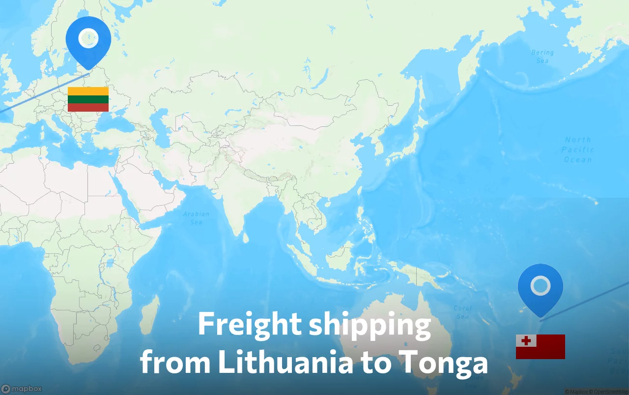 Shipping route from Lithuania to Tonga