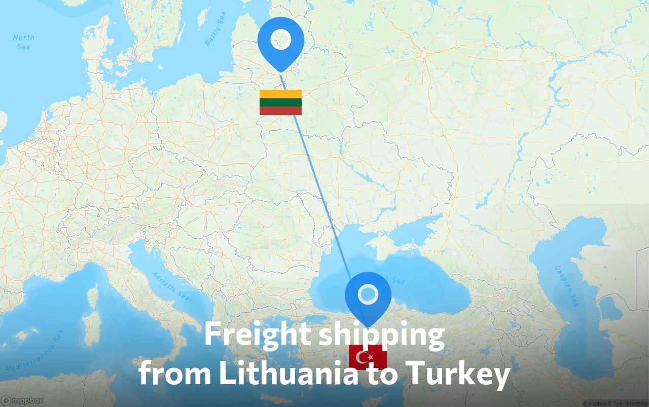 Shipping route from Lithuania to Turkey