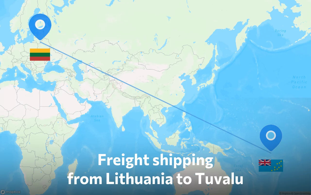 Shipping route from Lithuania to Tuvalu