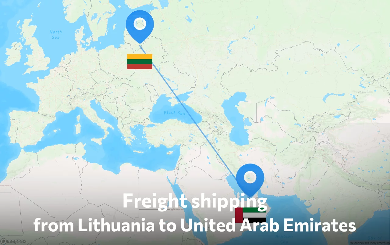 Shipping route from Lithuania to United Arab Emirates
