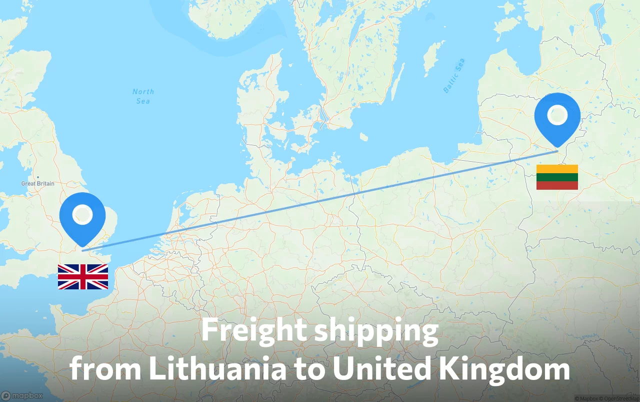 Shipping route from Lithuania to United Kingdom