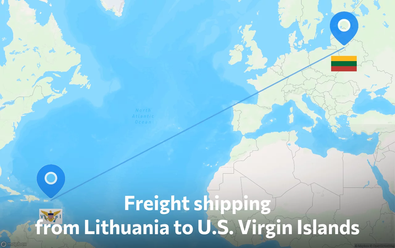 Shipping route from Lithuania to U.S. Virgin Islands