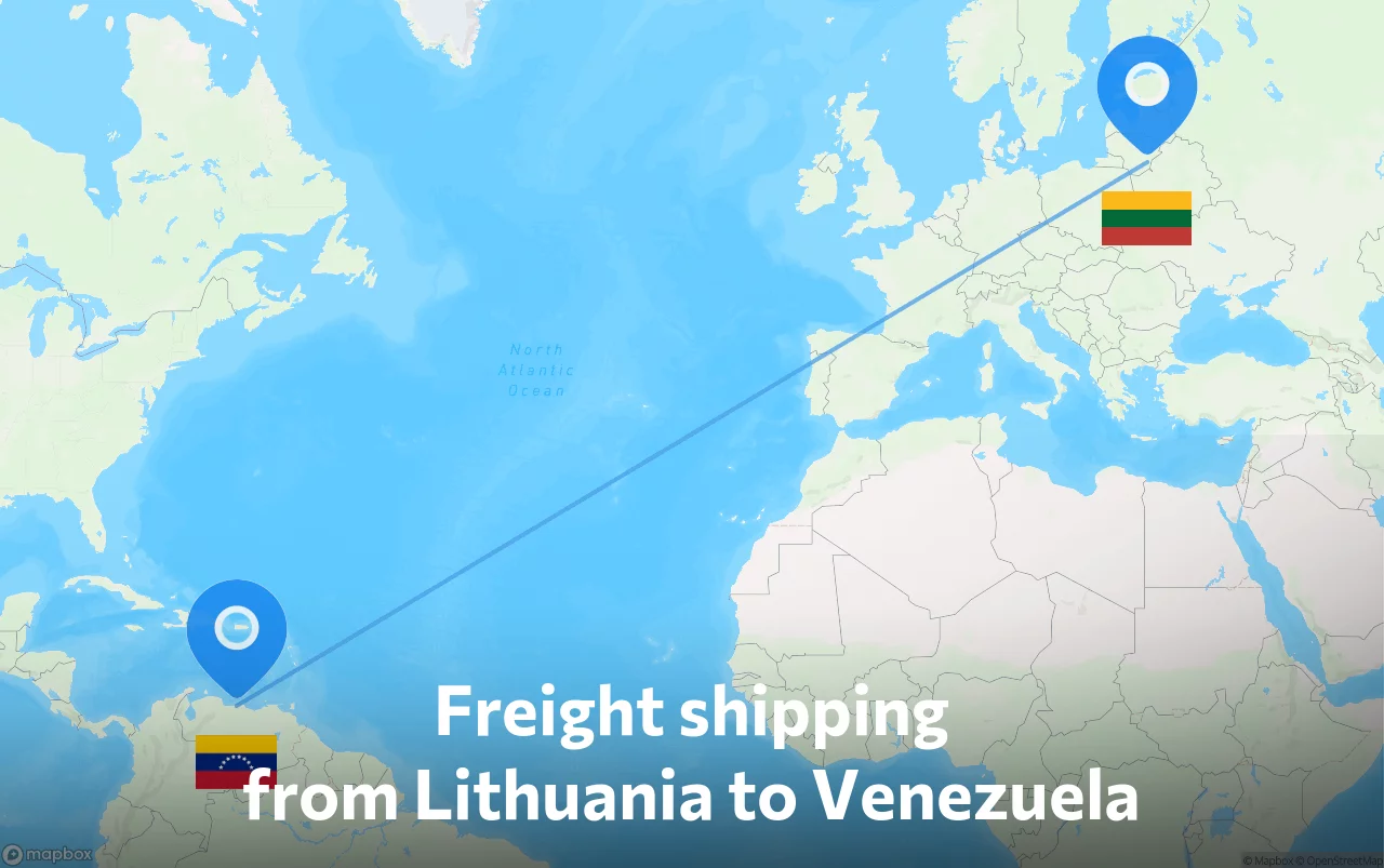 Shipping route from Lithuania to Venezuela