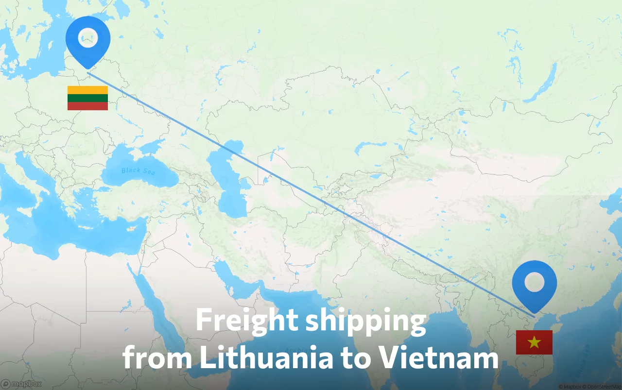 Shipping route from Lithuania to Vietnam