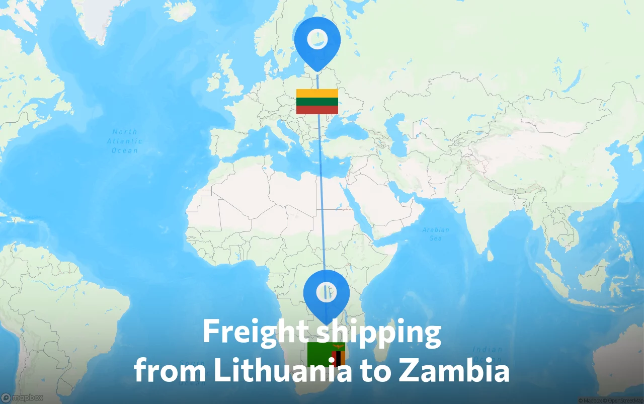 Shipping route from Lithuania to Zambia