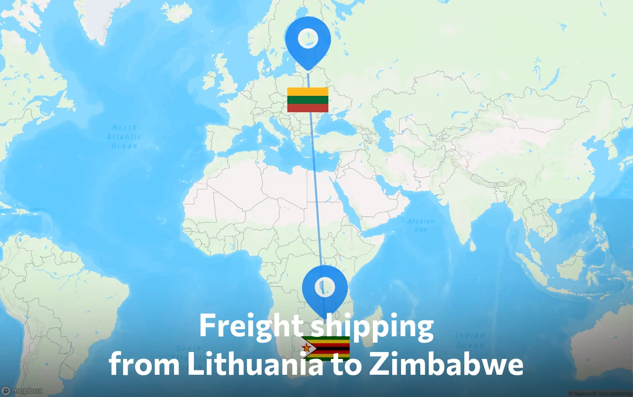Shipping route from Lithuania to Zimbabwe