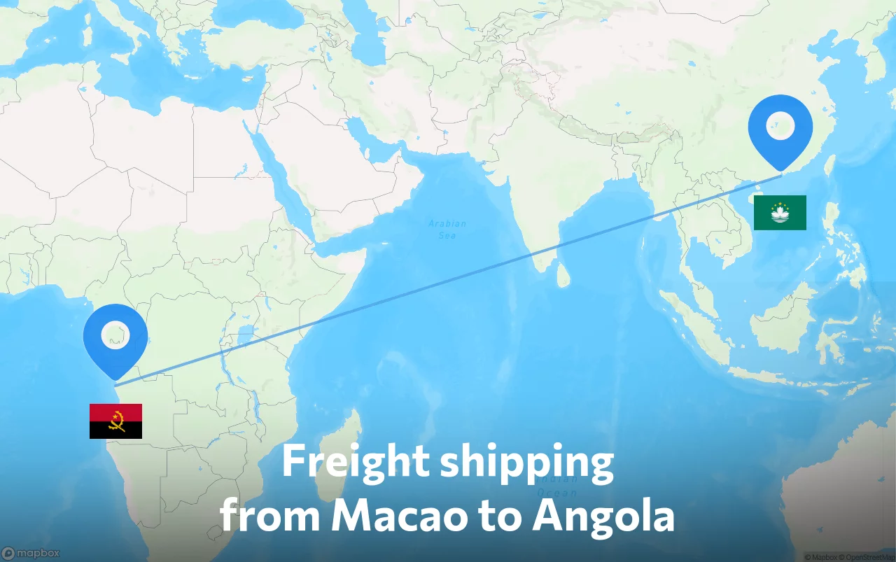 Shipping route from Macao to Angola