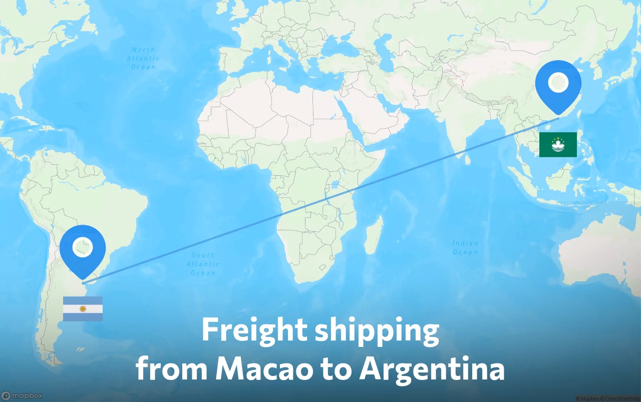 Shipping route from Macao to Argentina