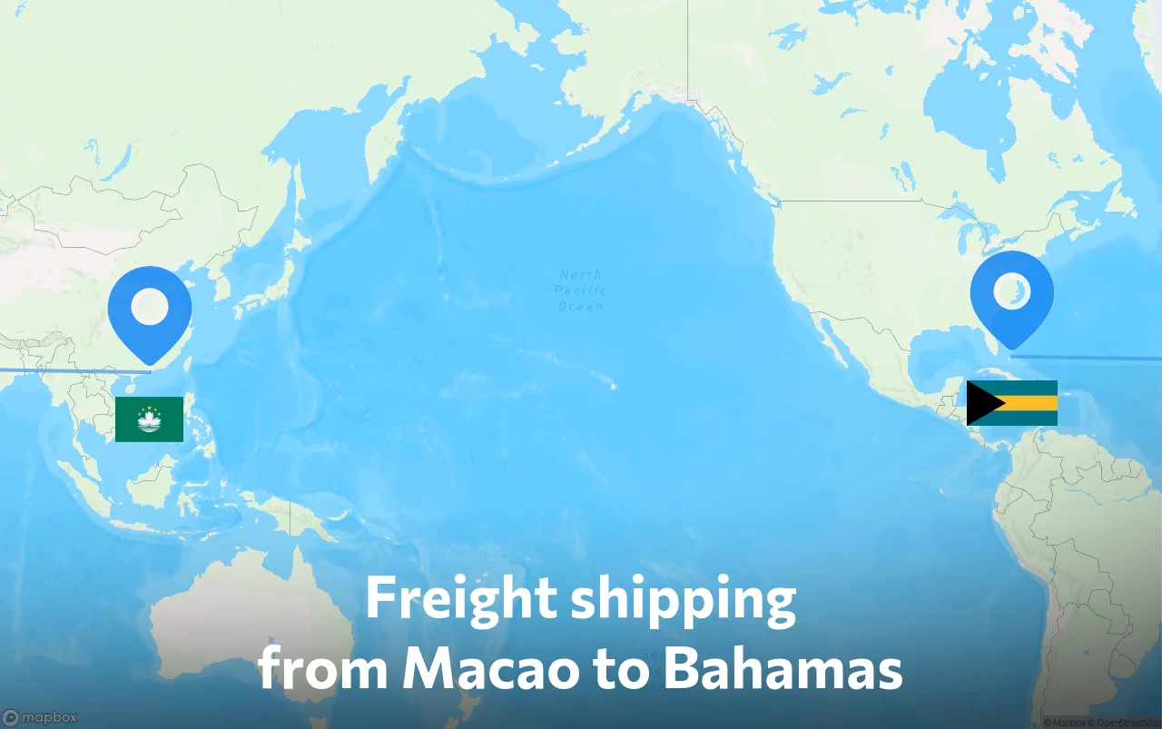 Shipping route from Macao to Bahamas