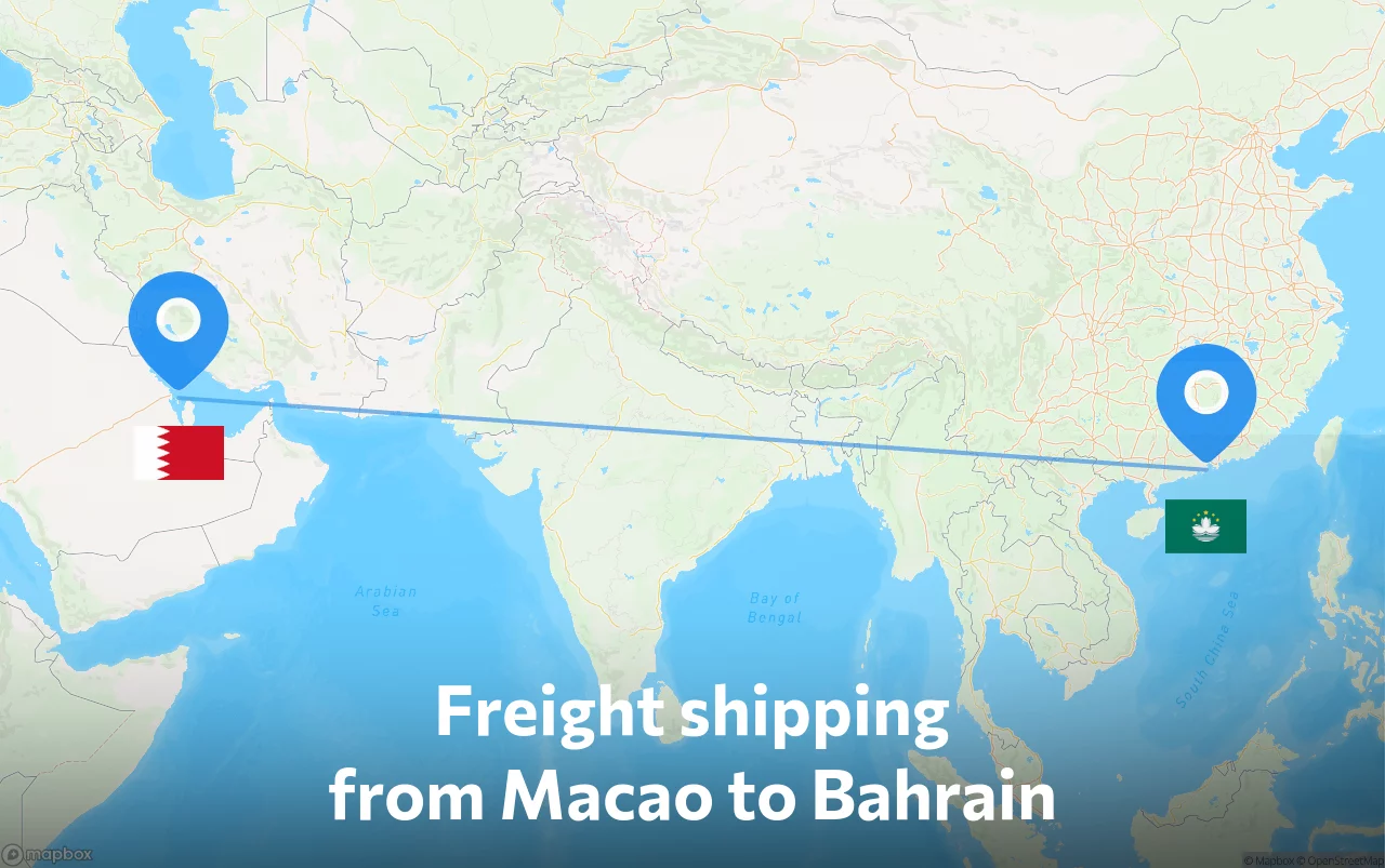 Shipping route from Macao to Bahrain