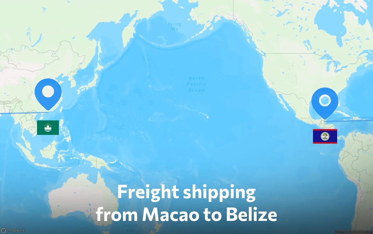 Shipping route from Macao to Belize